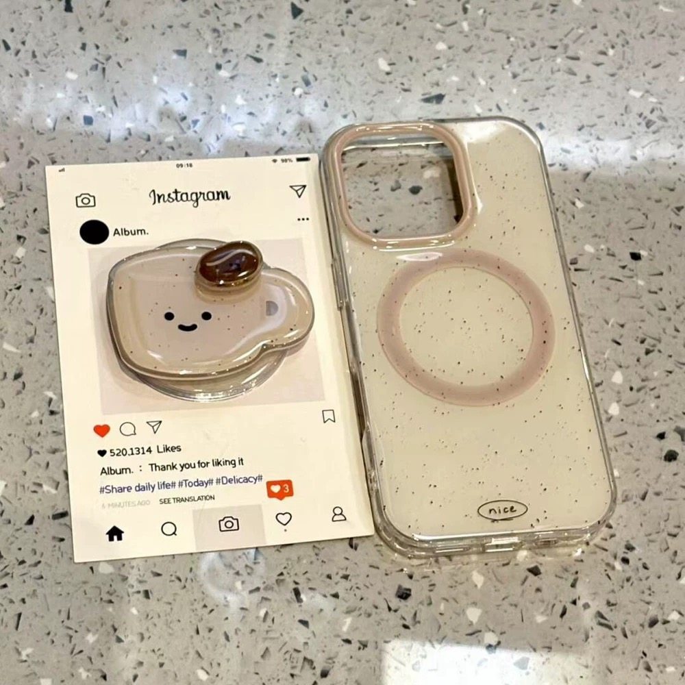 วงเล็บแม่เหล็กเหมาะสําหรับ Xiaomi 15/13U Splash Ink Coffee Beans Simple K80 เคสโทรศัพท์ Redmi Turbo3