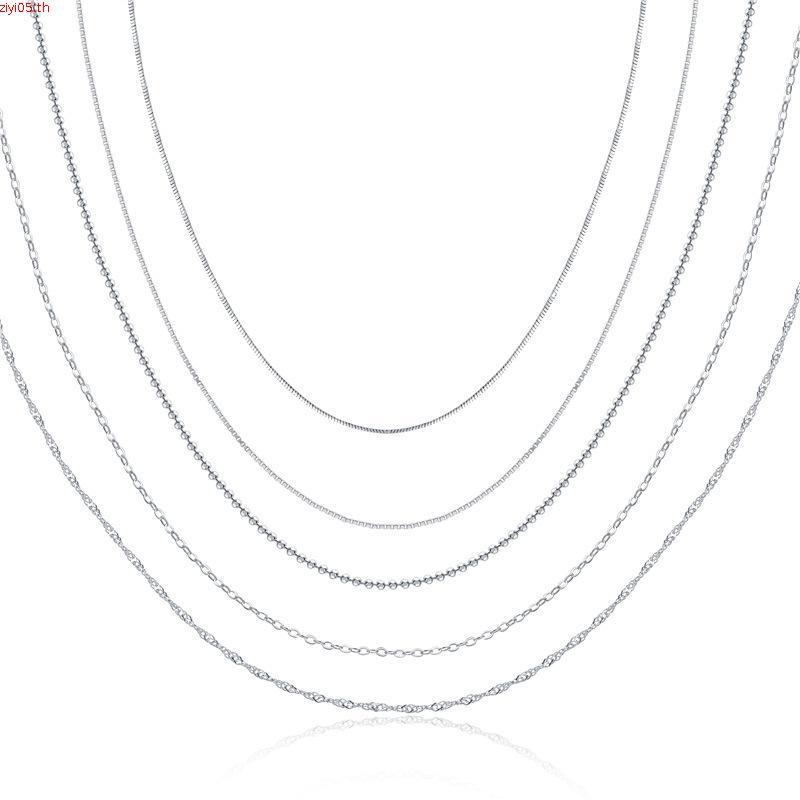 Jyjiayujy 100% เงินสเตอร์ลิง S925 40 + 5 ซม.สร้อยคอ Hypoallergenic 1 มม.การออกแบบที่แตกต่างกันเกาหลี