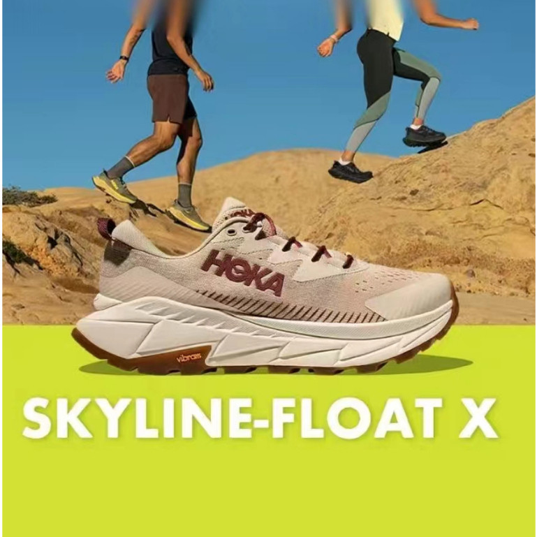 รองเท้าผ้าใบ HOKA ONE ONE Skyline Float สไตล์ลำลอง โลว์คัท สีเบจ เหมาะสำหรับผู้ชายและผู้หญิง