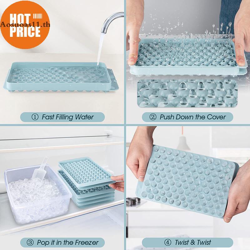 Aosuoas 1 PC 104 Grid Mini Ice Cube ถาดแม่พิมพ์เกรดอาหารเครื่องทําน้ําแข็งขนาดเล็ก Mould Easy Release รอบแม่พิมพ์น้ําแข็งสําหรับวิสกี้เครื่องดื่มเย็น TH.