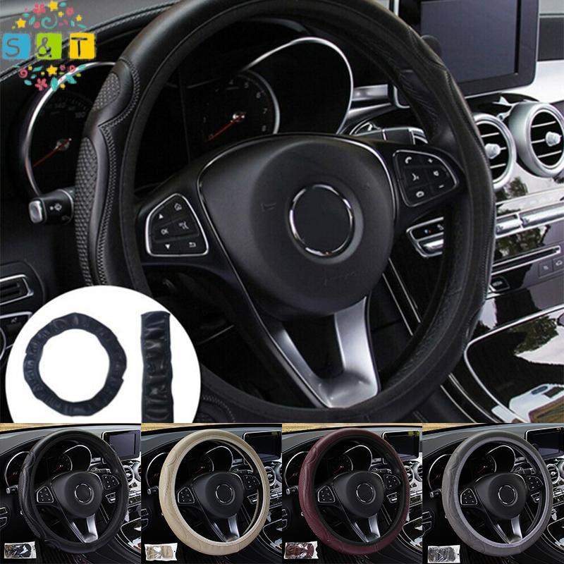 [S&T] ฝาครอบพวงมาลัยรถยนต์อัตโนมัติสากลหนังระบายอากาศกันลื่น 38 ซม. {th}