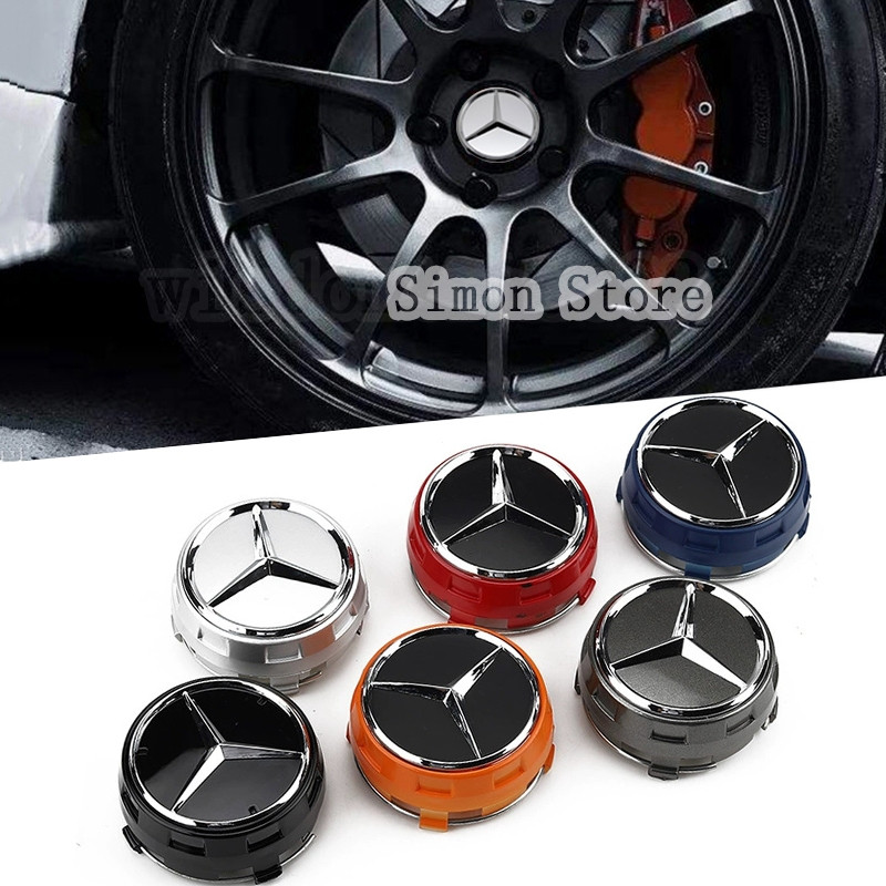 4pcs ในชุด 75 มม.Benz Benz W210 W203 W204 W202 W176 รถ Hub ฝาครอบยาง Center Mark ฝาครอบป้องกันขอบ C6