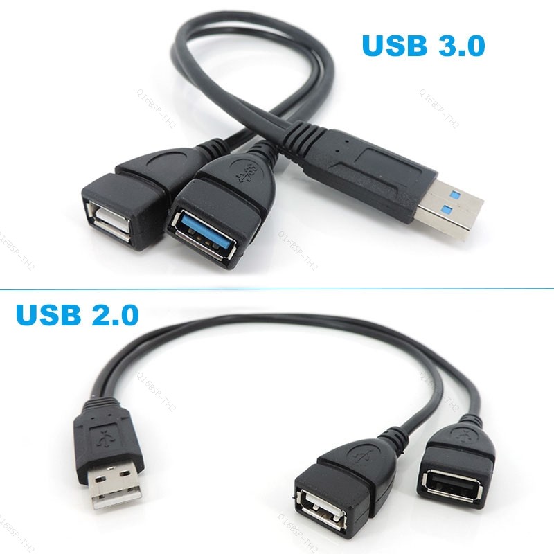 Y สายไฟ USB2.0 ชาย 2Dual USB หญิง splitter คู่ USB 2.0 3.0 Extension A-Male ชาย 2 A-Female หญิง Conv