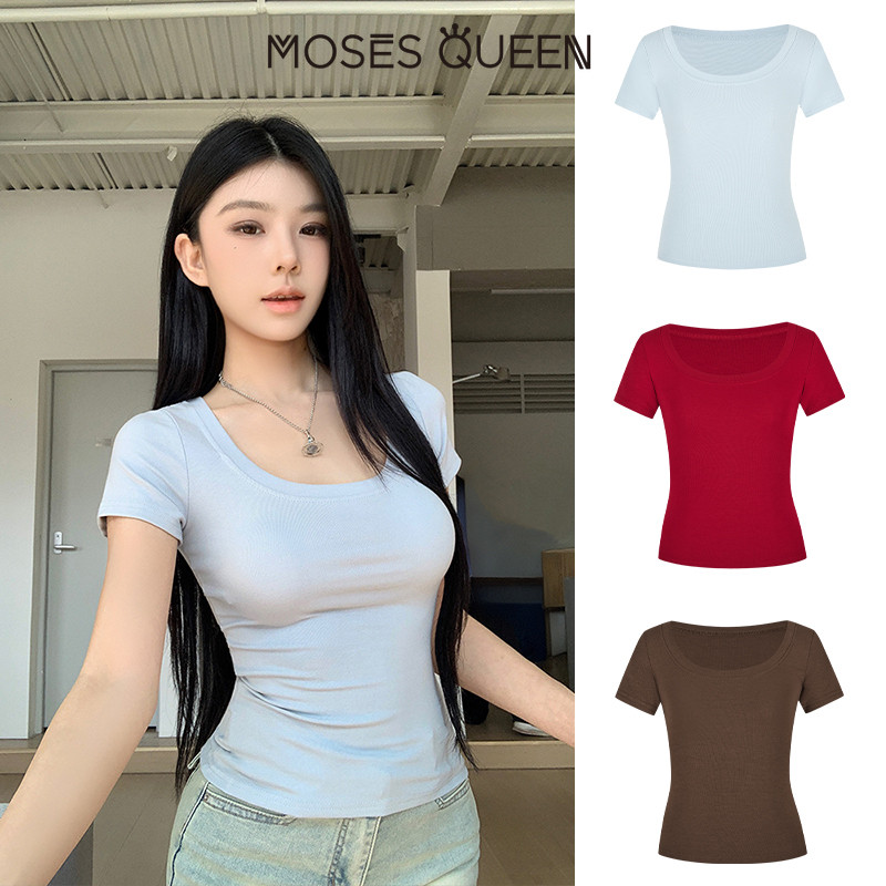 MOSESQUEEN تيشيرت نسائي صيفي نصف كم مريح — صورة 2