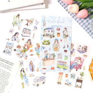 Journamm 4 แผ่นสติกเกอร์สําหรับ Journaling Junk Journal สติกเกอร์วัสดุ PET Scrapbooking อุปกรณ์โปร่งใสตกแต่ง Art หัตถกรรมสติกเกอร์