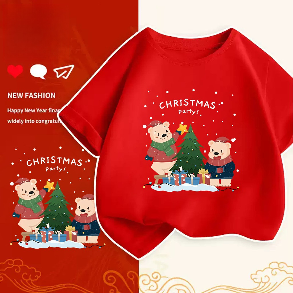 CODBAJU MERRY CHRISTMAS T-SHIRT/ CUTE BEAR CHRISTMAS T SHIRT / KIDS ADULTS / XMAS SHIRT #4Korea HP0K