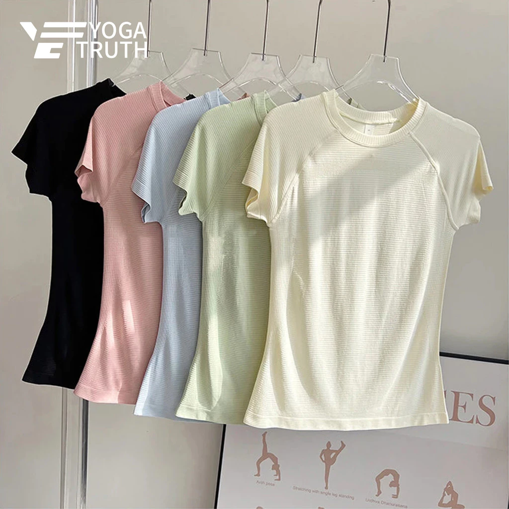 YOGATRUTHSports Top Seamless Round Neck Breathable Slimming เสื้อยืดออกกําลังกายวิ่ง