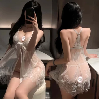 Lady🤍🩶ชุดอ่อยแฟน ซีทรู ชุดเดรสสุดเซ็กซี่ โชว์หน้าอก โบว์ไขว้ ใส่สบาย เซ็กซี่ คอวีลึก น่าหลงให ส่งจากไทย