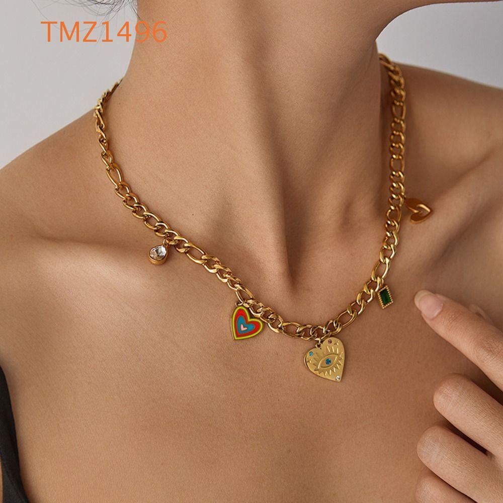 สร้อยคอโชคเกอร์(TMZ1496) แบบหัวใจชุบทอง แฟชั่นใหม่ เหมาะสำหรับเป็นของขวัญวันเกิด