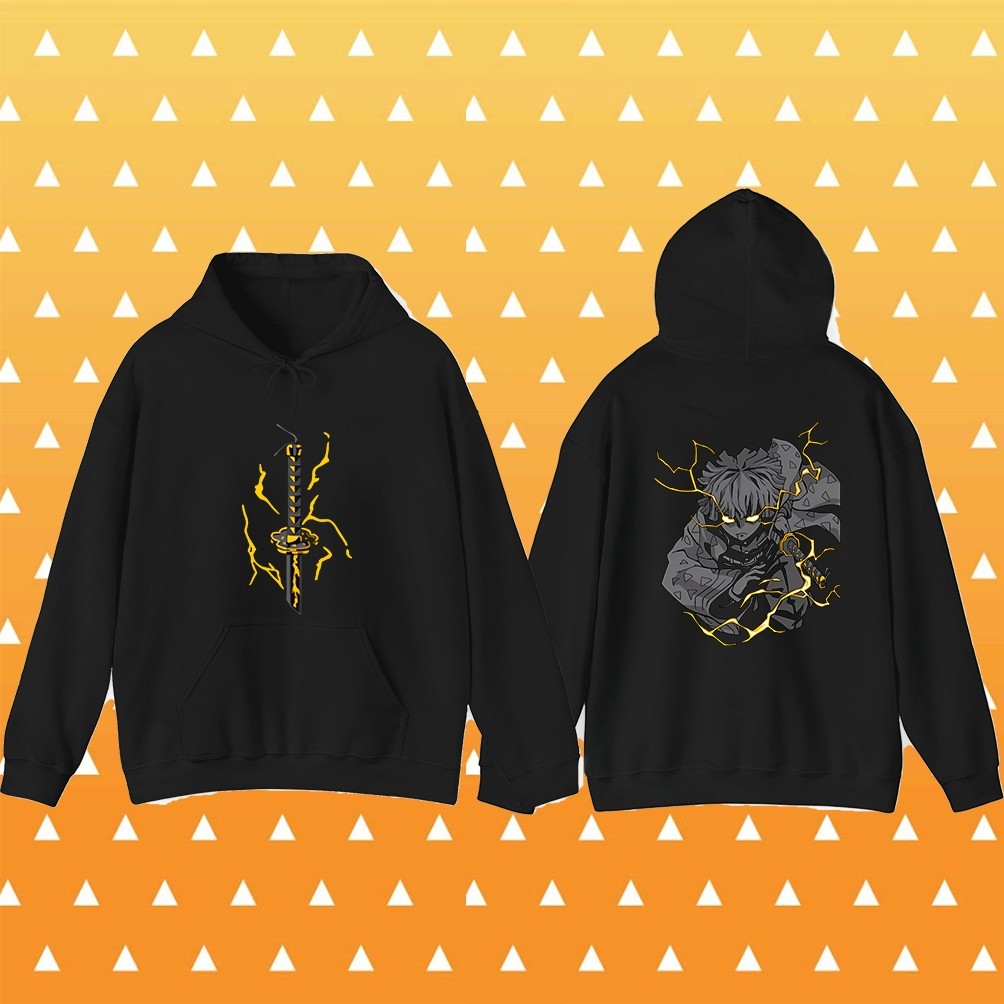 （พร้อมส่ง）เดมอนสเลเยอร์/Agatsuma Zenitsu อะนิเมะตัวละคร เสื้อฮู้ด/Demon Slayer/Agatsuma Zenitsu Anim