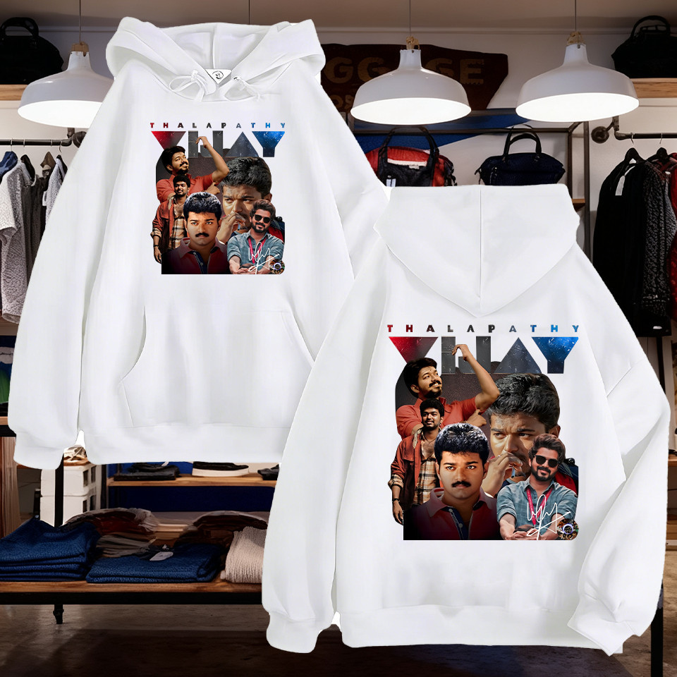 เสื้อกันหนาวมีฮู้ด HOTThalapathy Vijay Thalpathy Fans Hoodie Movie GOAT Print The Greatest of all Ti
