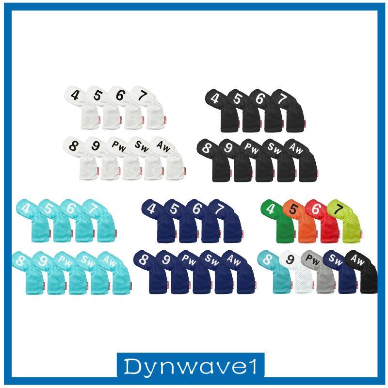 [Dynwave1] 9 ชิ้น Golf Iron Headcover Golf Club Head Cover Protector Golf