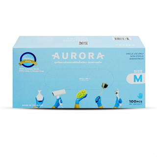 Aurora ถุงมือยางไนไตร ไม่มีแป้ง Size M กล่อง 50 คู่