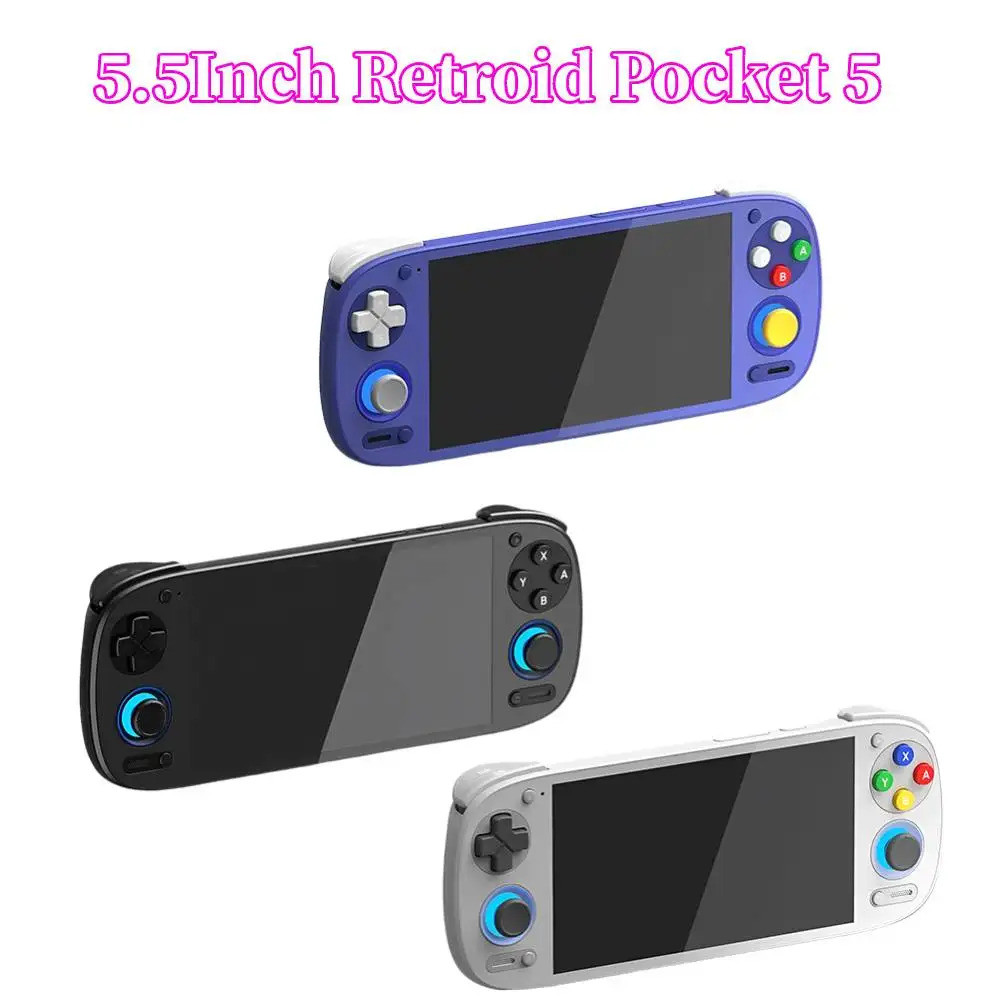 5.5 นิ้ว Retroid Pocket 5 คอนโซลเกมมือถือ Sd865 8g + 128g Retro Video Gaming Player Wifi 6 บลูทูธ 5.