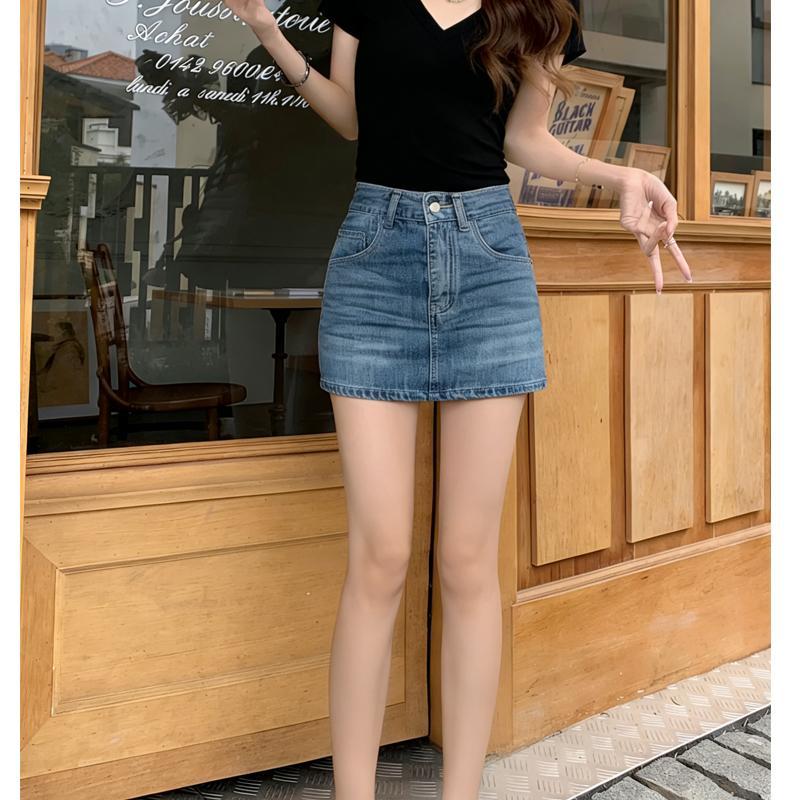 Anata S-2XL ใหม่ กระโปรงยีนส์ ยีนส์แฟชั่น เอวสูง สั้น รุ่นเรียบ เบสิค Clothing Women ผู้หญิง