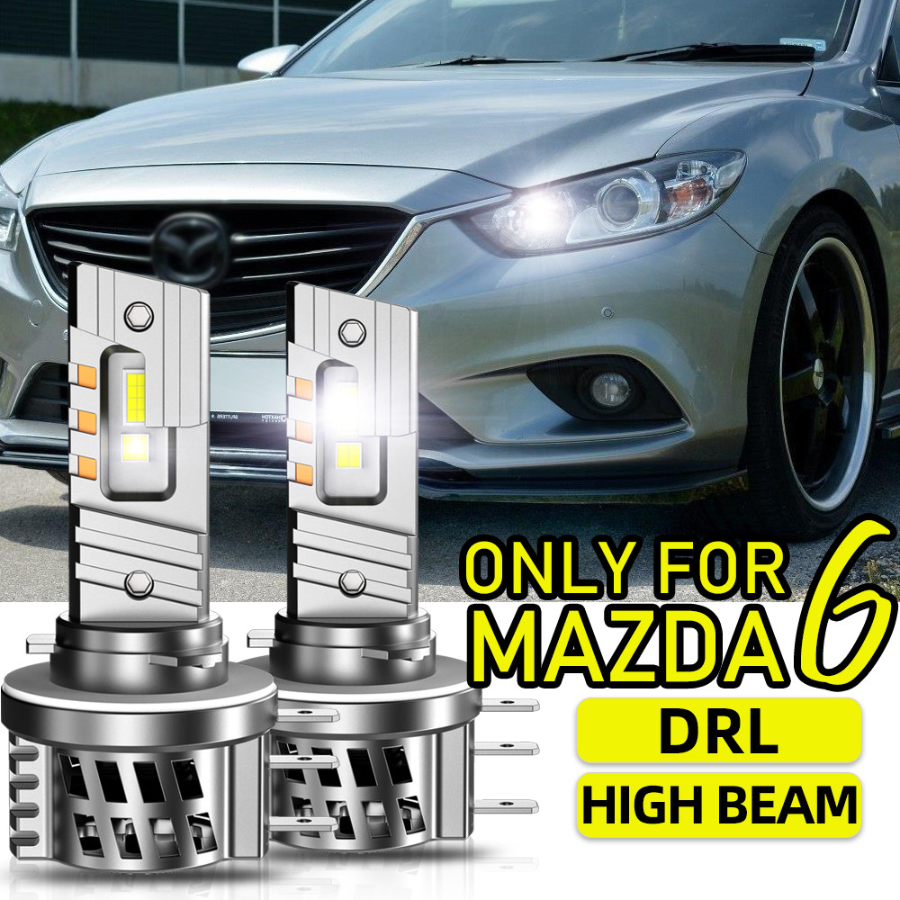 TUFFOO 1 คู่ MAZDA 6(GJ) H15 หลอดไฟ LED ไฟหน้า DRL/ไฟสูง Canbus 6000K สีขาว