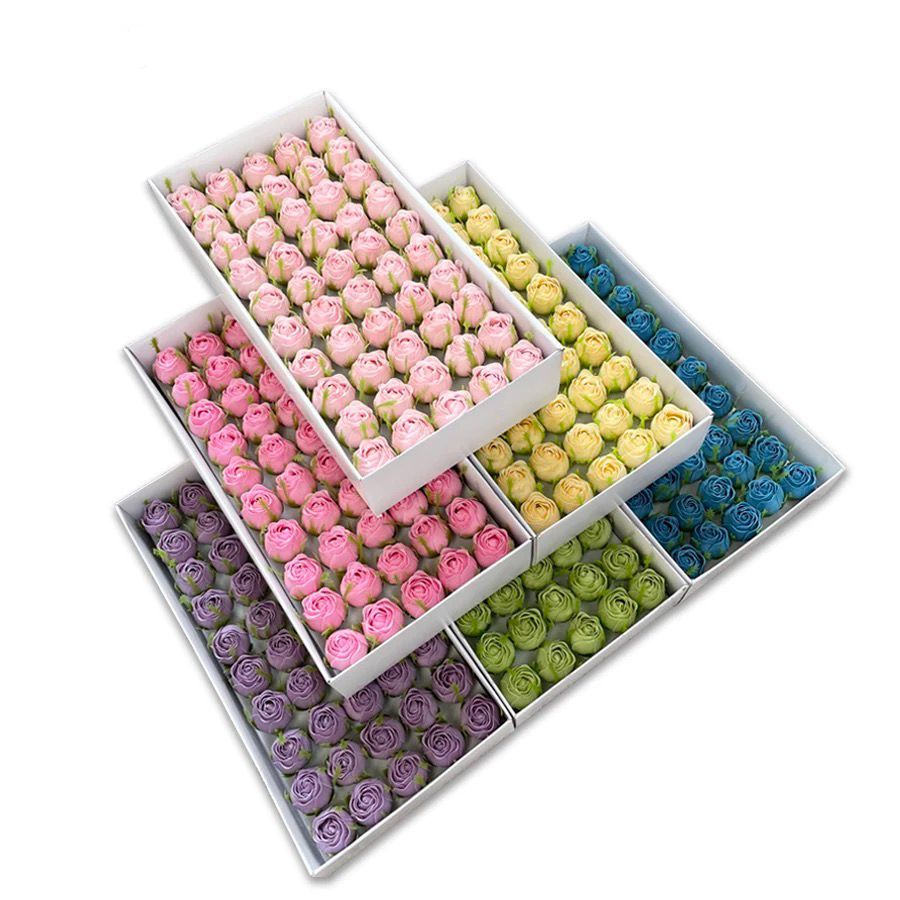 ️3.5ซม.Fairys Kiss Rose Bud 仙之 Soap Flower 50ชิ้น