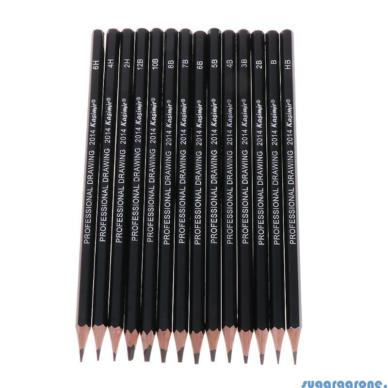 น้ําตาล 14 ชิ้น Sketch Art วาดดินสอ 12B 10B 8B 7B 6B 5B 4B 3B 2B 1B HB 2H 4H 6H