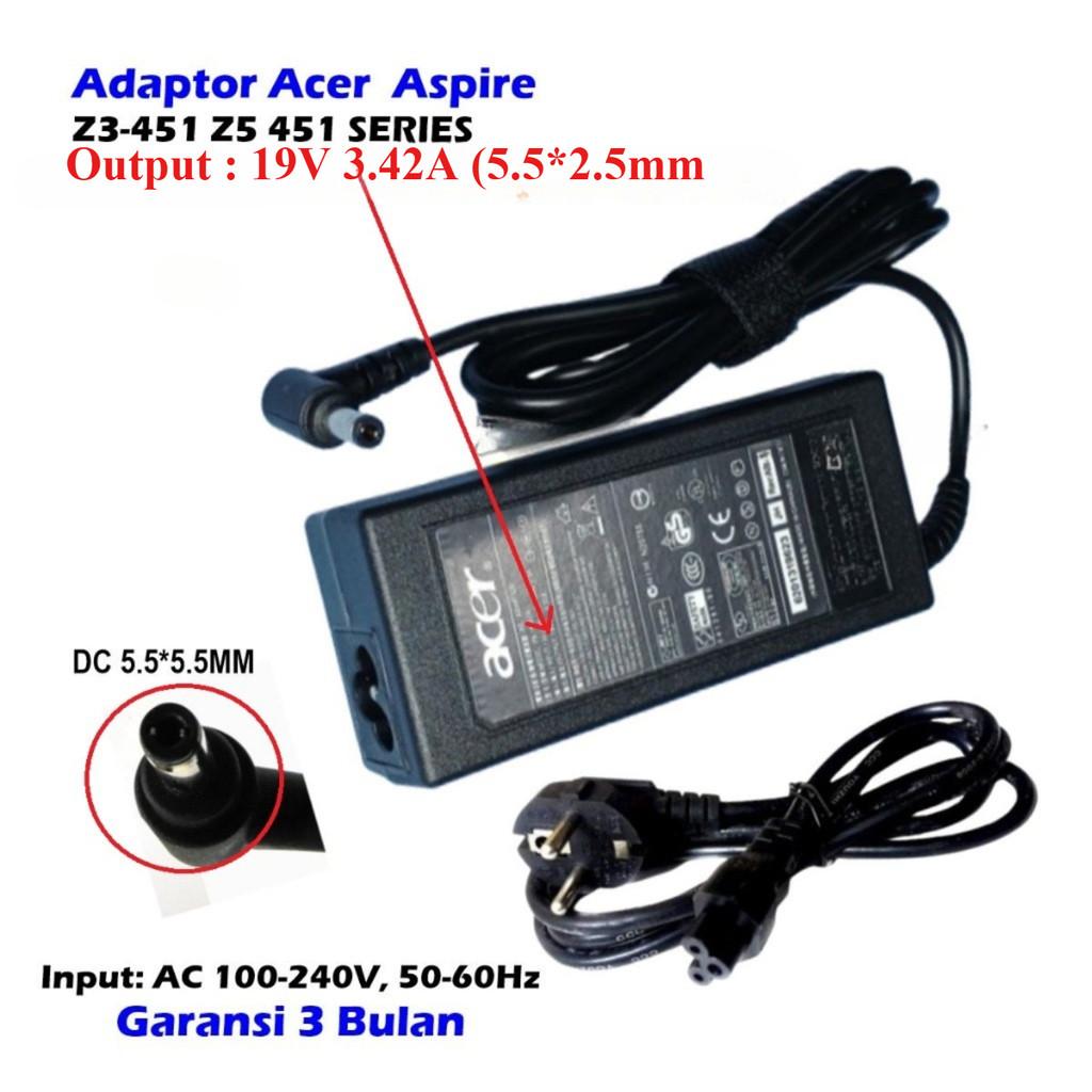 Adapter ACER ASPIRE Z3-451 Z5 451 SERIES 19V-3.22A 5.5*2.5MM Adapter Charger PC Mini Intel NUC5PPYH 