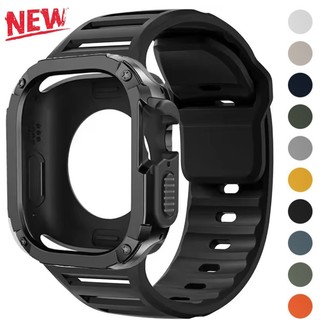 PC + TPU กรณี + สายซิลิโคนสําหรับ Apple Watch Ultra 49 มม. 11 10 46 มม. 9 8 7 45 มม. 6 5 4 SE3 44 มม.