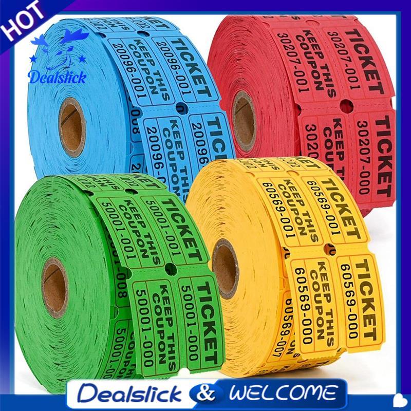 4000 Multicolor Raffle Tickets Raffile Tickets Double Roll 1000 Tickets Per Roll สําหรับ Fundraisers
