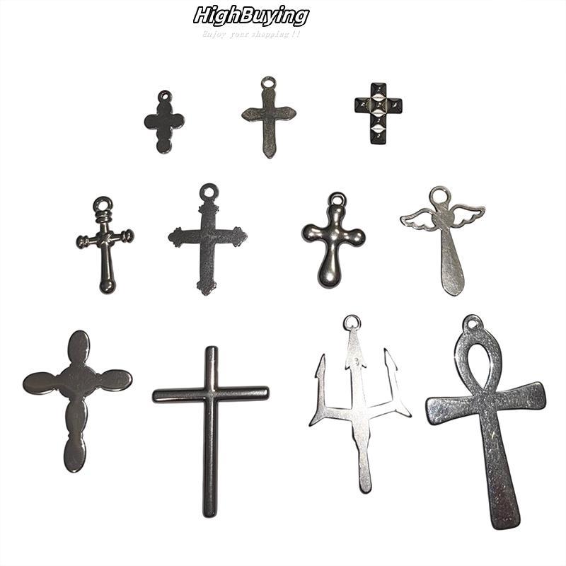 3PCS Punk Rivet Cross Necklace สไตล์ Grunge ยุค 90s เครื่องประดับสำหรับผู้หญิง