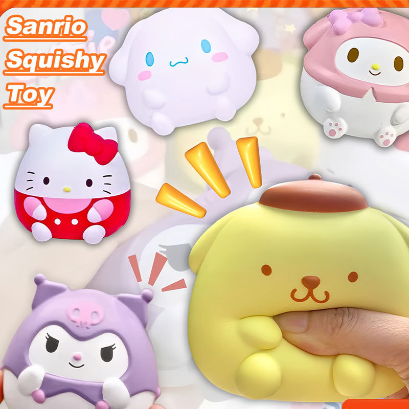 Sanrio Squishy ของเล่นบีบอัดสําหรับเด็ก Kuromi Decompression การ์ตูนบีบลูกบอลของเล่นสําหรับเด็กผู้ใหญ่