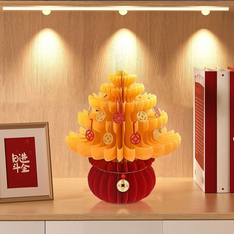 New Product#2025New Year Decorations for Living Room, Prosperity Tree, Honeycomb Paper Creative Orna