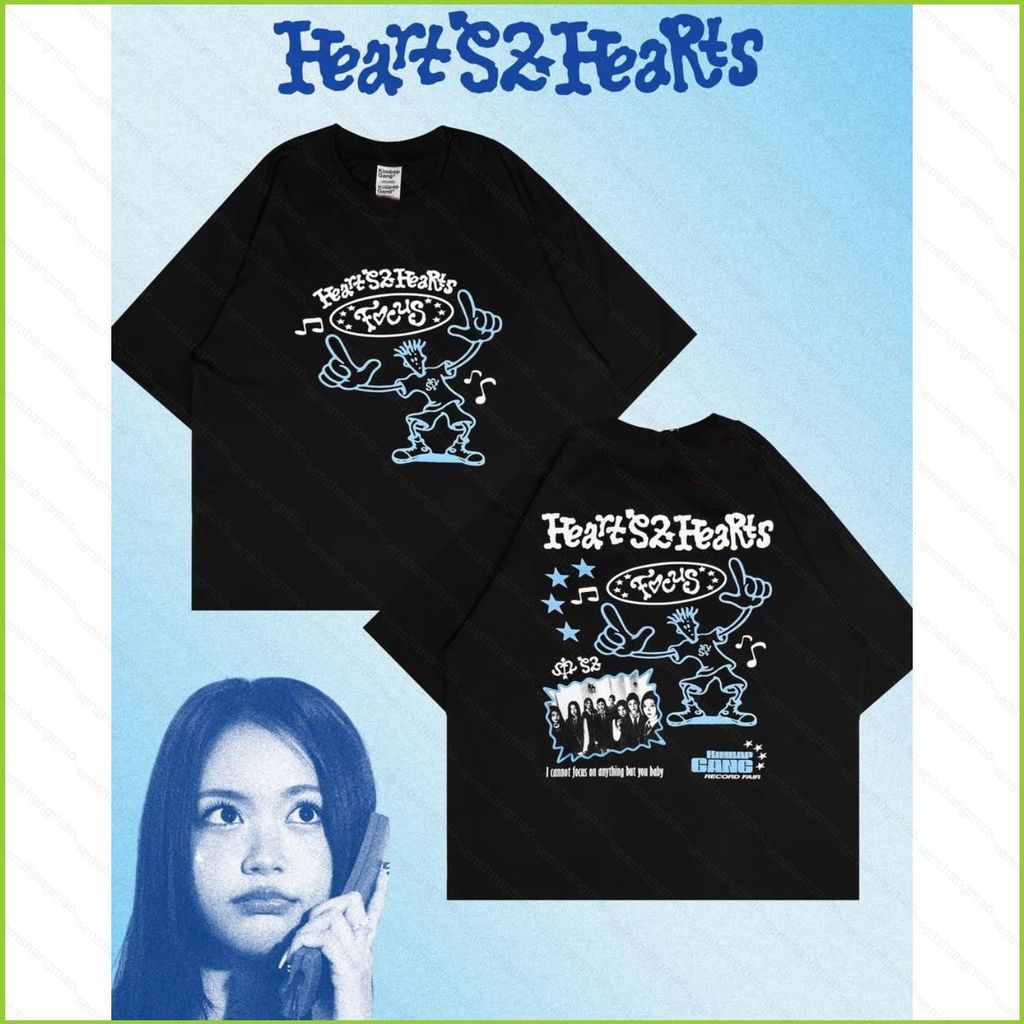 เสื้อยืด K-pop Hearts2Hearts ของ JIWOO, CARMEN, YUHA, STELLA แขนสั้น