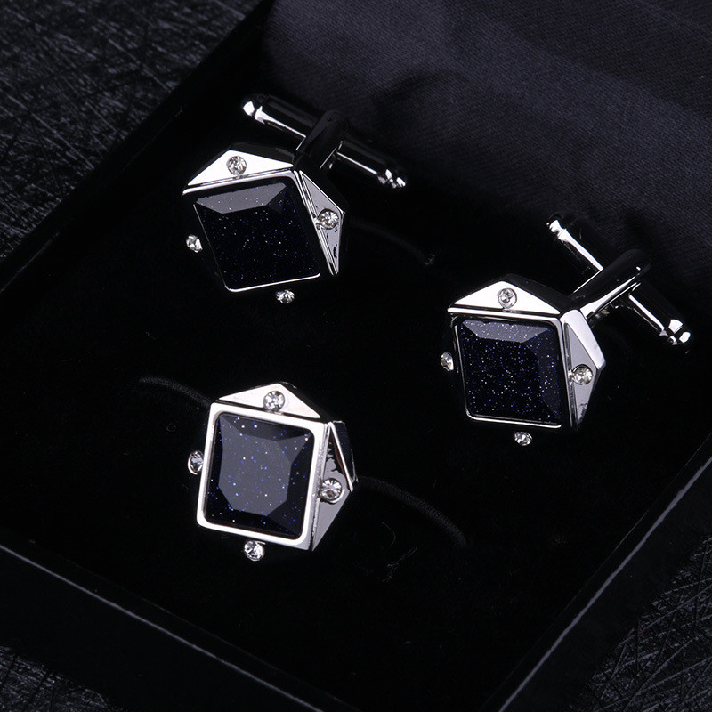 Silver Starry Stone Cufflinks Cufflinks เข็มกลัดชุดเข็มกลัดผู้ชายเข็มกลัดคอ Pin ชุดสูทคอปุ่ม Corsage