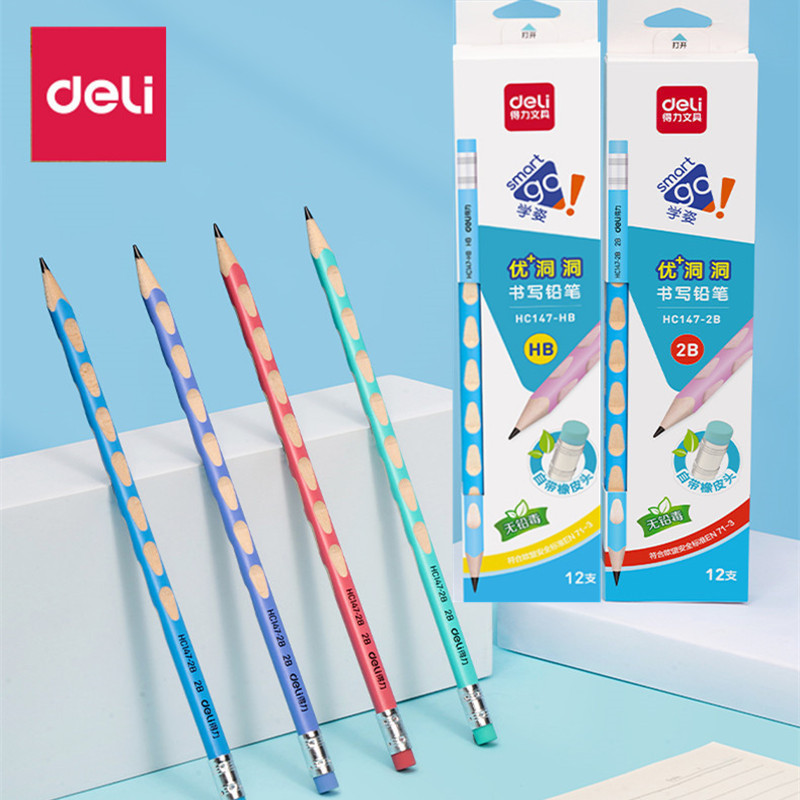 得力HC带皮头นักเรียนปากกา Mini hb 小 用品hd笔2ข.เดลี่ HC147 ดินสอที่มีหัวยางหลุม bdejhd888.my20260118