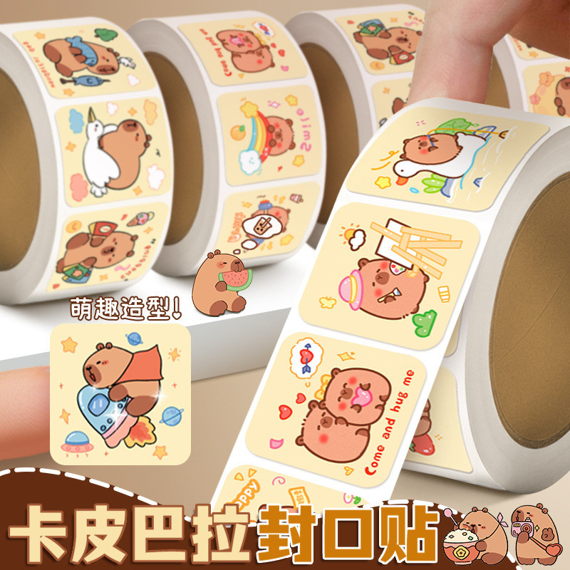 Kapibara Roll Stickers Cute Capybara Sealing Stickers Handbook Stickers DIY สติ๊กเกอร์ตกแต่งรางวัล