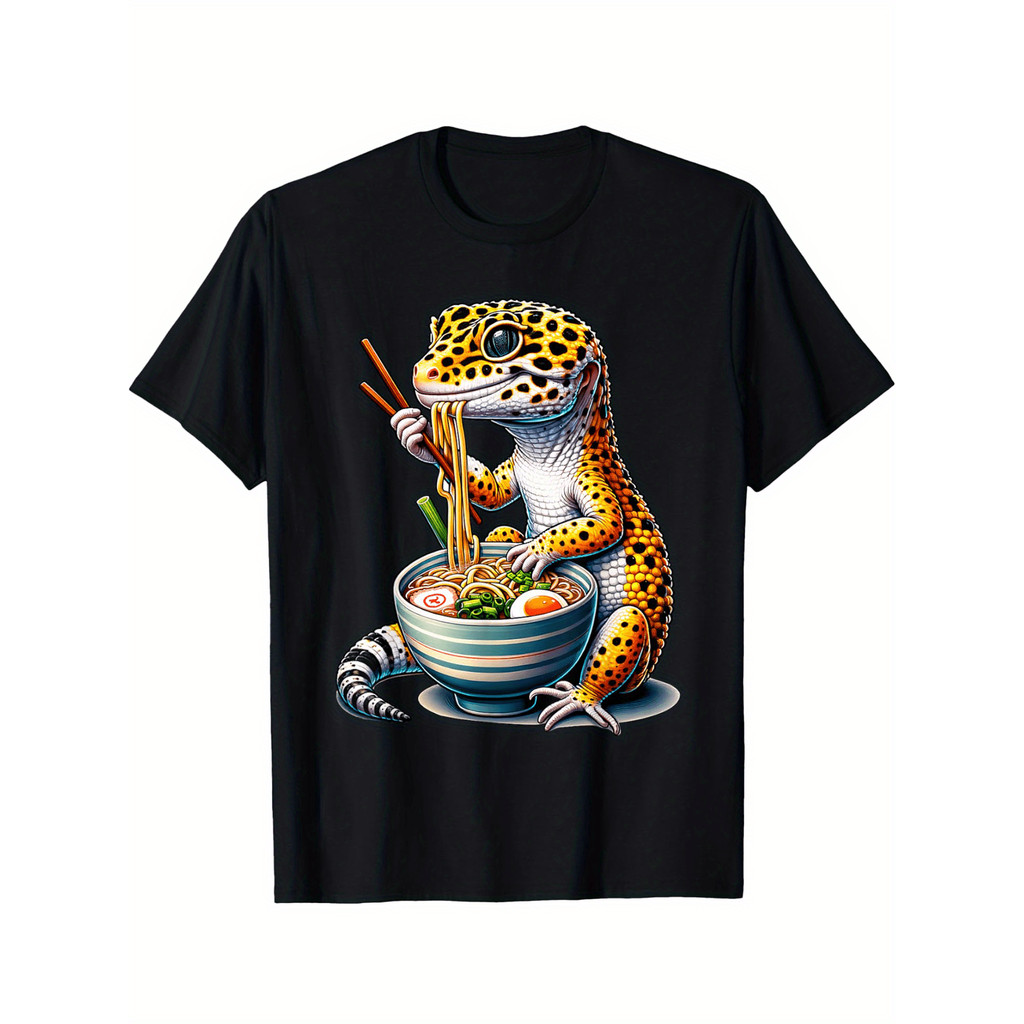 Leopard Gecko Ramen Eating Noodles Bowl เสื้อยืด Yummy Gecko