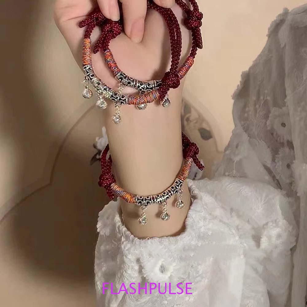 สร้อยข้อมือกระดิ่งจี้, เชือกถักสีแดงนำโชค, เครื่องประดับวินเทจบำรุงด้วยมือและเงินระฆังสำหรับผู้หญิง
