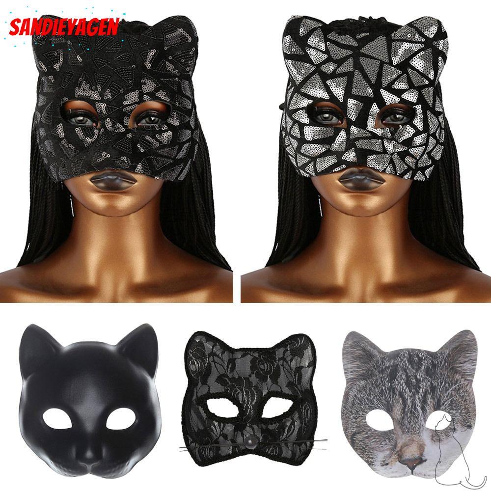 SANDIEYEAN Cat Girl , Half Face Party Makeup Ball Masquerade , Venetian Party EVA Mardi Gras