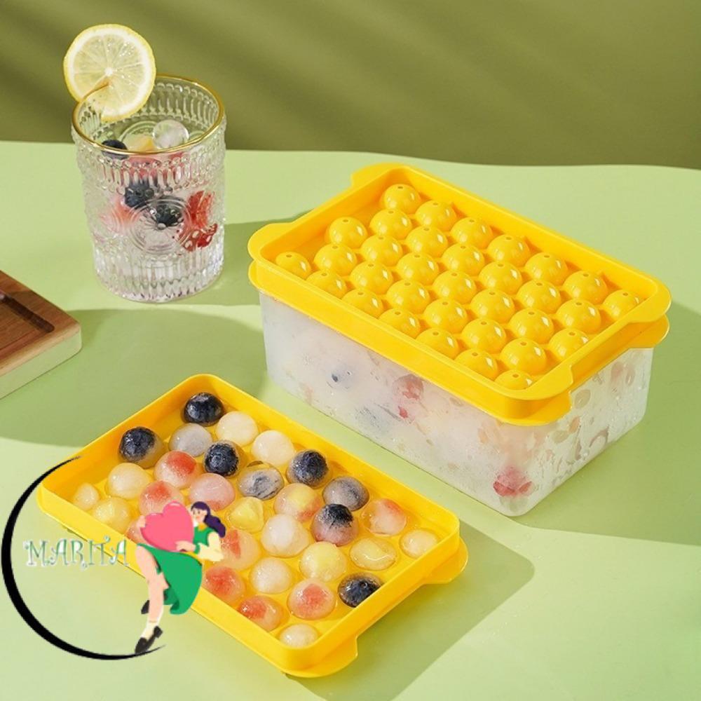 MARITA Ice Grid Mold, Round Storage Box Ice Cube Tray, Creative Silicone with Scoop drink Sphere Mol