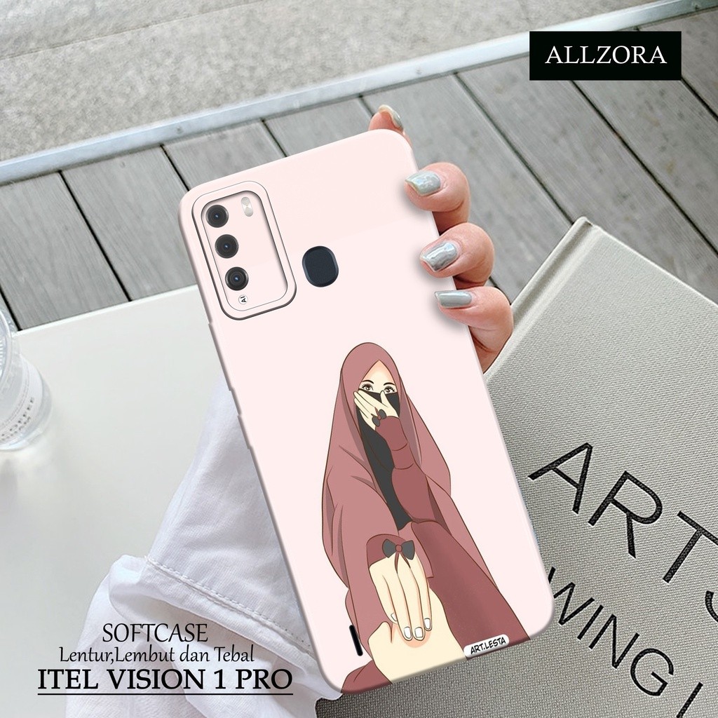 ALLZORA - เคส Itel Vision 1 Pro ล่าสุด - เคสแฟชั่น HIJAB - Softcase Pro Camera - เคสโทรศัพท์ Itel Vi