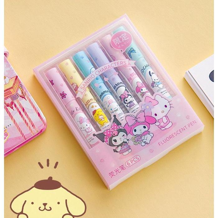 ปากกาไฮไลท์【6 ชิ้น】ชุดปากกาเน้นข้อความ มาร์กเกอร์การ์ตูน พร้อมส่งในไทย อุปกรณ์การเรียน เครื่องเขียน
