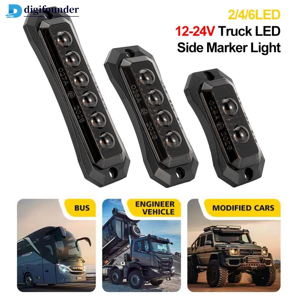 DIGIFOUNDER 2/4/6LED 12-24V รถบรรทุก LED Side Marker Light Strobe ไฟเตือนแฟลชเลนส์กันน้ํากระพริบสําห