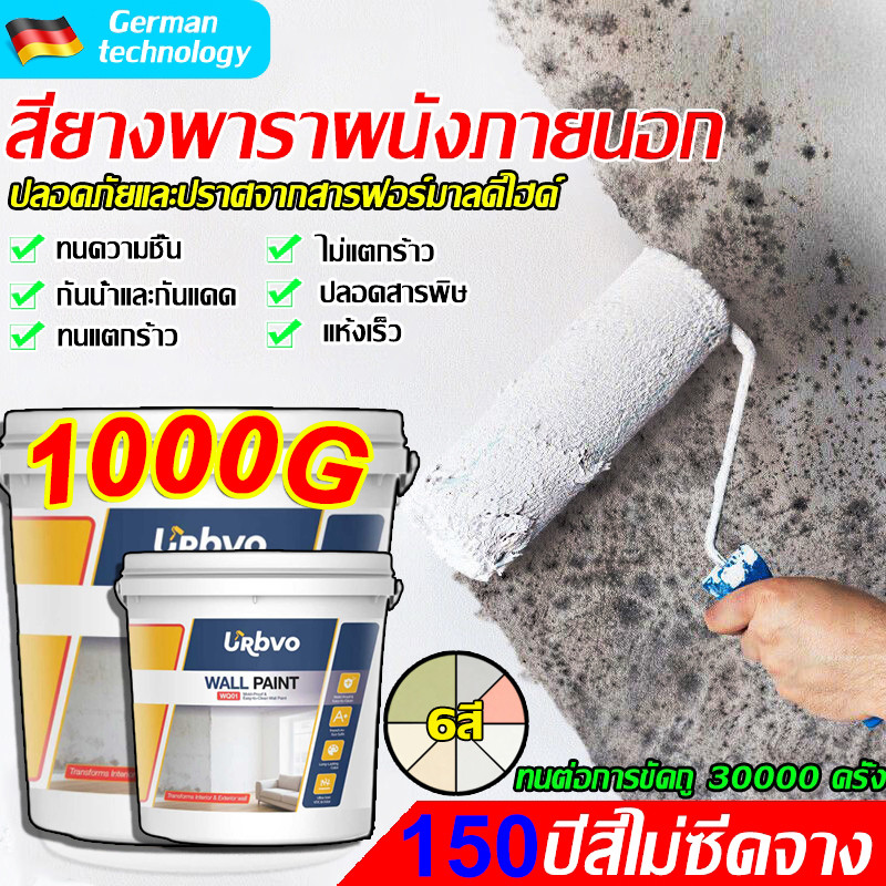 150ปีไม่หลุด 0 ไม่มีอัลดีไฮด์ สียางพาราผนังภายนอก 5kg กันความชื้น สีน้ำยางพารา สีทาผนัง สีทาบ้านภายนอก สีทาภายนอกภายใน