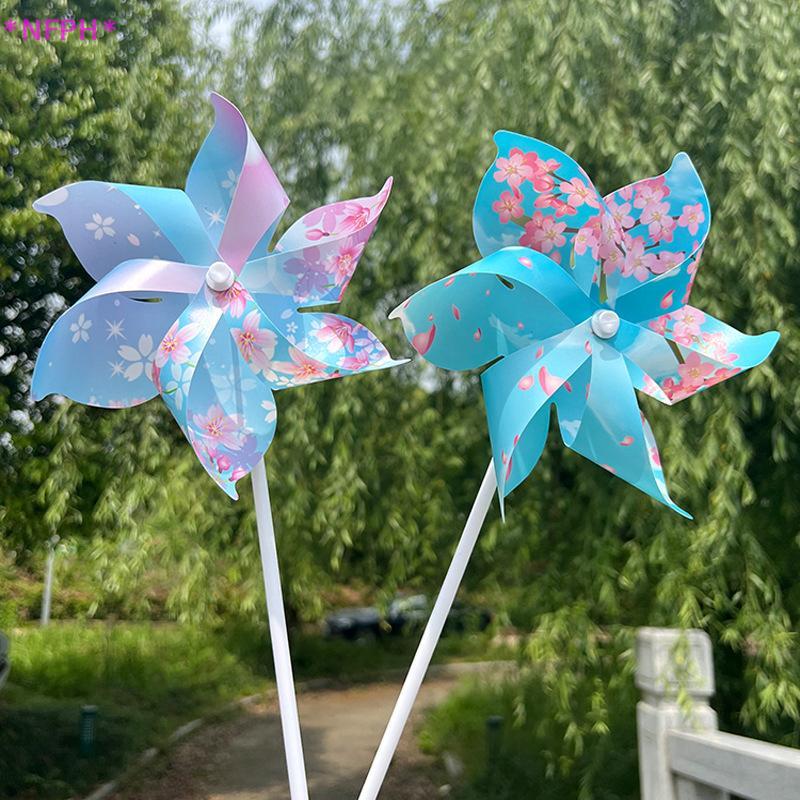 NFPH>หมุนดอกไม้ที่มีสีสัน Windmill เด็ก Pinwheels ของเล่นกลางแจ้ง Party DIY Bulk Garden Decor ใหม่