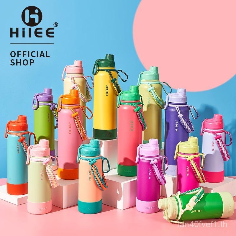 Hilee กระบอกน้ำผลไม้ พาสเทลสดใส พร้อมสายคล้องมือ  สแตนเลสเกรดการแพทย์ กันรั่ว 360° แถมแผ่นรองซิลิโคน