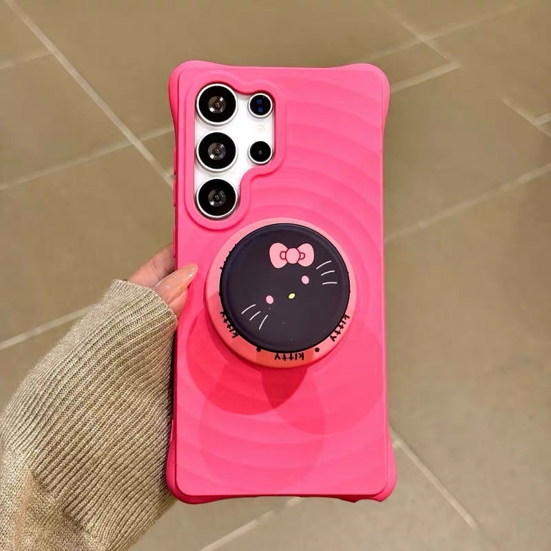 การ์ตูนน่ารักวงเล็บแม่เหล็ก Anti-fall Water Ripple เคสซิลิโคนสําหรับ Samsung Galaxy S26 S25 S24 Ultra Plus S23 Ultra Soft Cover