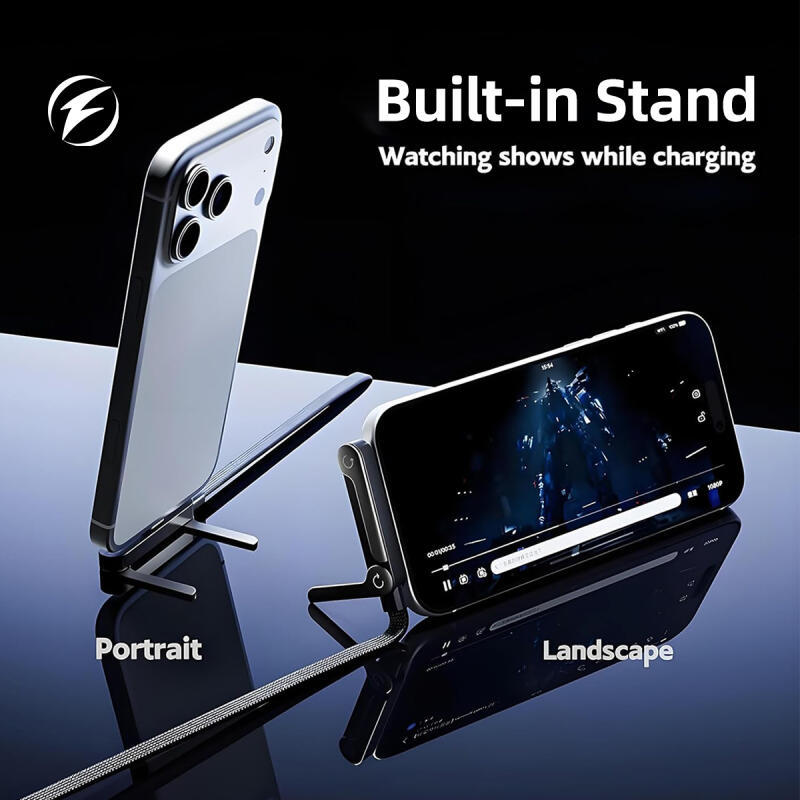 HdoorLink 240W PD Type C สายชาร์จเร็วพร้อมที่วางโทรศัพท์ขาตั้งสําหรับการเล่นเกมวิดีโอ 90°Ellow Data Cord สําหรับโทรศัพท์ 17 16 15 PM - รูปที่ 2