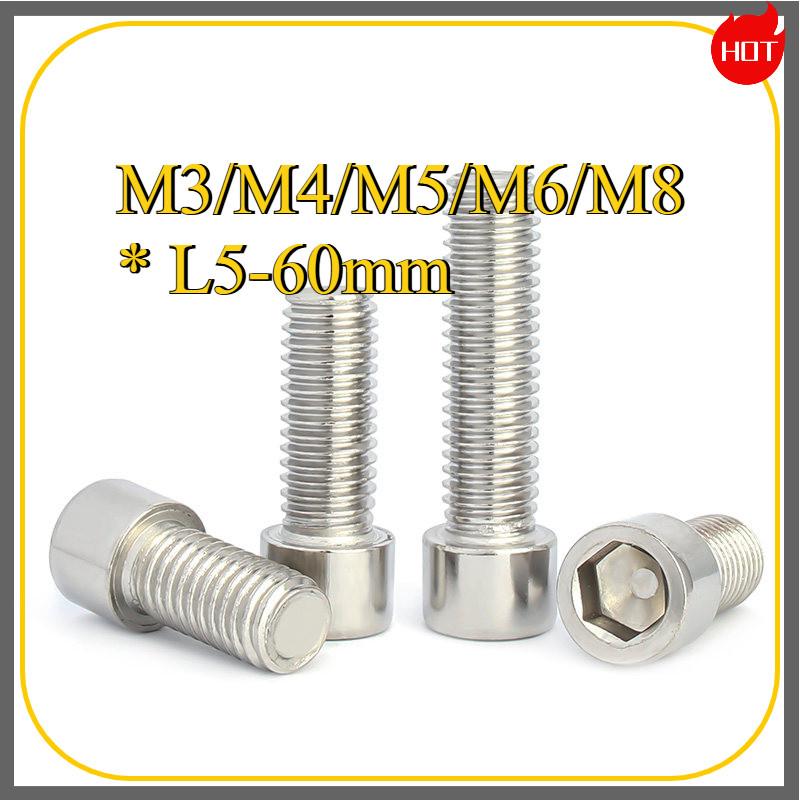 น็อต สกรู หัวจม  เกลียวมิล ตลอด  สแตนเลส201 M3/M4/M5/M6/M8 * L5-60 มม. JFDP001-5