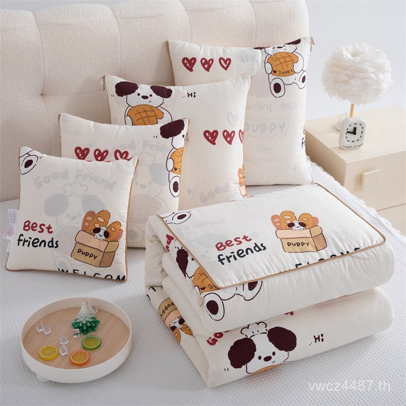 พักกลางวันกอดเบาะผ้านวมพิมพ์หมอนผ้าฝ้ายสี่ฤดูกาลหมอนรถเต็มผ้านวมผ้าฝ้ายแท้ต้านเชื้อแบคทีเรียสํานักงา