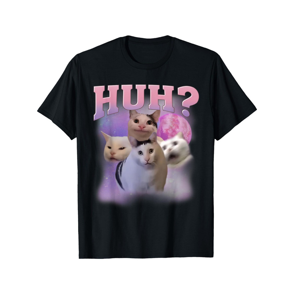 เสื้อยืดผ้าฝ้ายสำหรับทุกเพศ ออกแบบโดย humor Huh Cat สไตล์สำหรับคนรักแมว