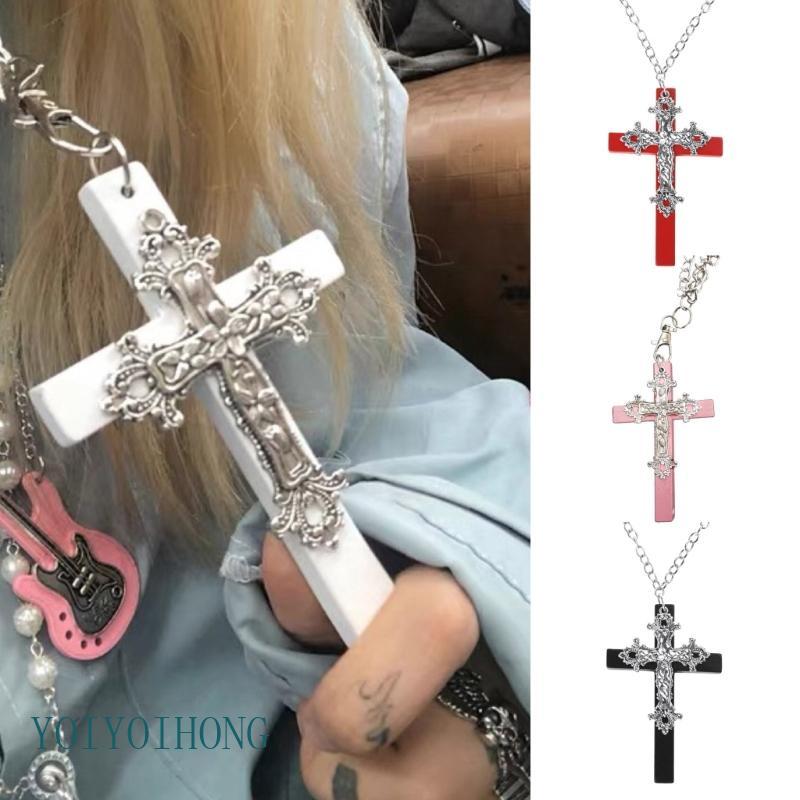 YOI Cross จี้สร้อยคอคอยาว Gothic Choker Punk Clavicle CHAIN เครื่องประดับสําหรับ Egirl Eboy