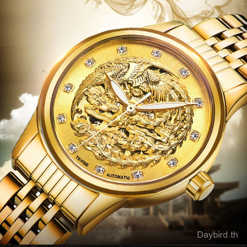 TEVISE ของแท้ 9016 Dragon Phoenix นาฬิกากันน้ําคู่นาฬิกากลไกอัตโนมัติ