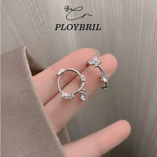 PLOYBRIL 1 คู่ประดับโบว์ ประดับเพทาย ผู้หญิง สไตล์เกาหลี แฟชั่น นิชต่างหูห่วงต่างหูสไตล์เย็น E043